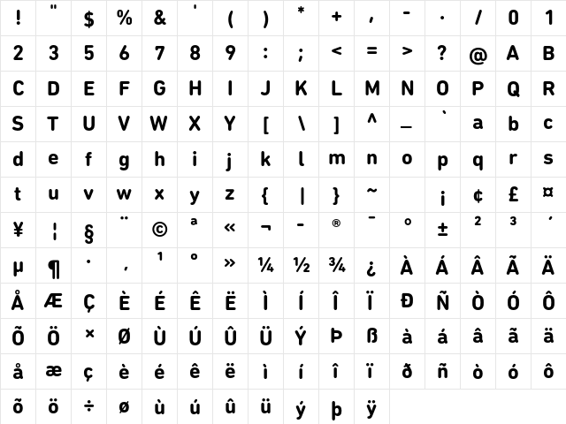 DIN Next Rounded LT Pro Bold  glyph index