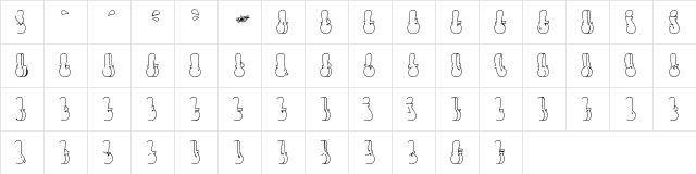 Throw-up Font Regular  glyph index