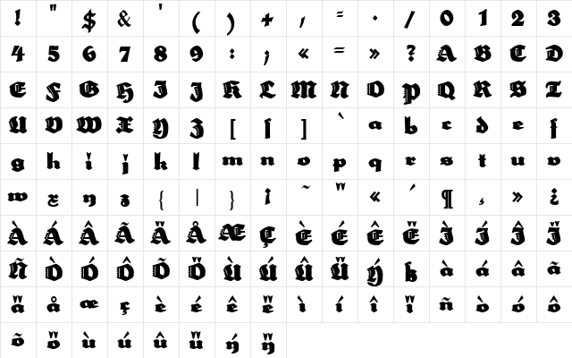 Neptun Regular  glyph index