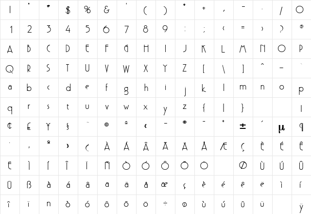 PoufSSK Regular  glyph index
