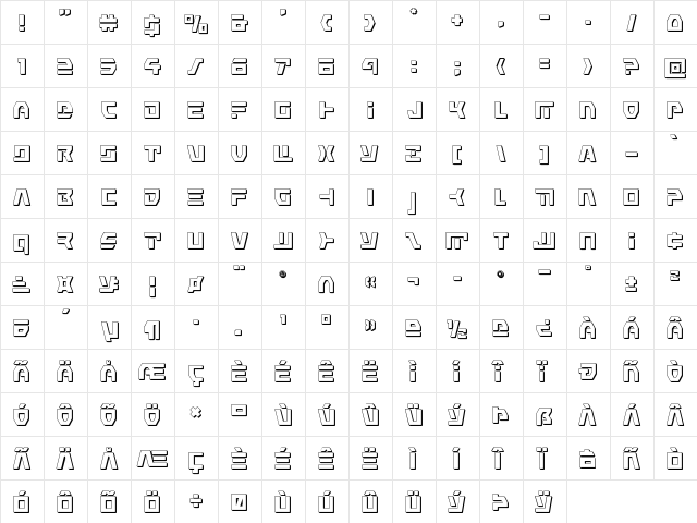 Command Override 3D Regular  glyph index