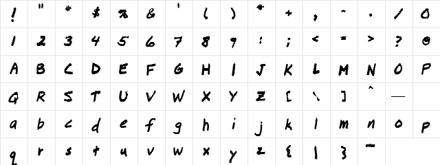 Checkwriter Regular  glyph index
