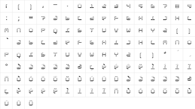 Terminal Regular  glyph index