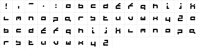 FutureFlash Regular  glyph index