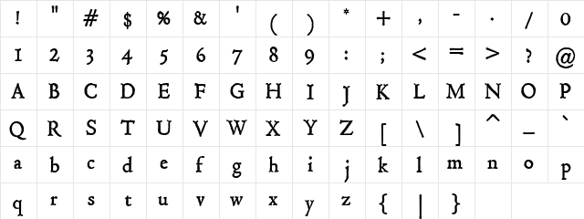 Hultog Regular  glyph index