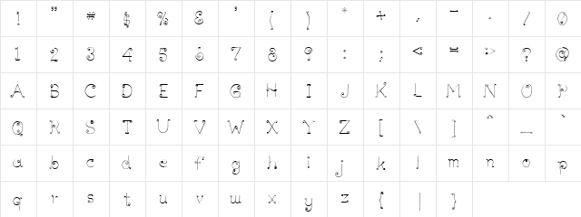 Mosquito Regular  glyph index