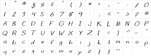 LifetimeExtended Oblique  glyph index