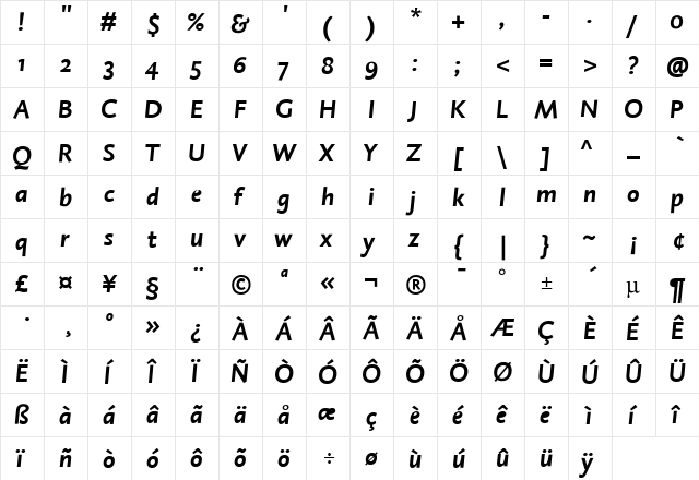 DTLCaspariST Regular  glyph index