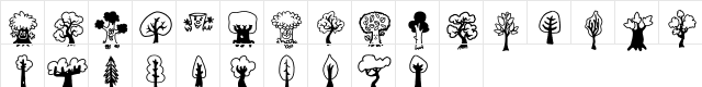 Trees Friends Regular  glyph index