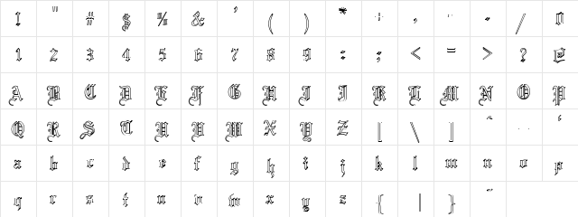 Mariage-Normal Outline Regular  glyph index
