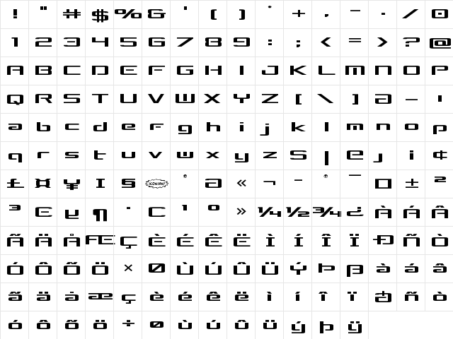 Concielian Break Expanded Expanded  glyph index