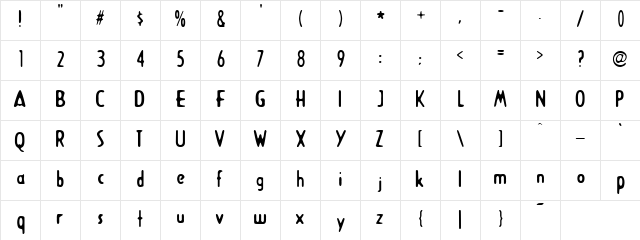 Liquid Nite Regular  glyph index