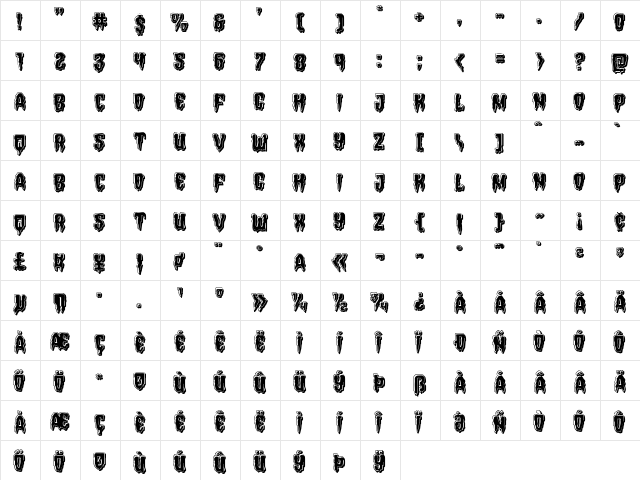 Hemogoblin Bevel Regular  glyph index