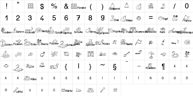 SP Inlaut1 Normal  glyph index