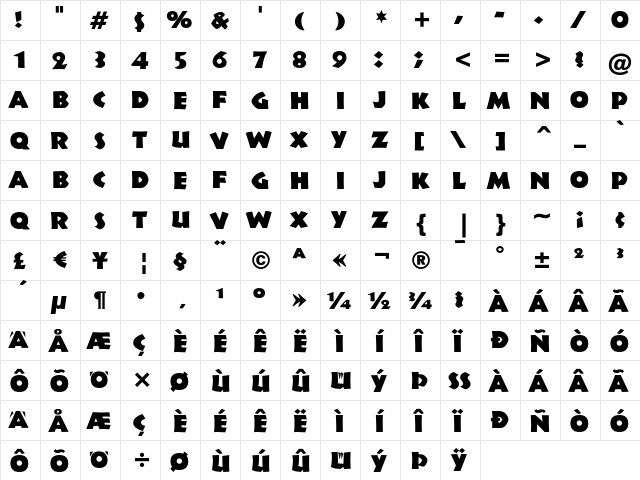 Informal 011 Black  glyph index