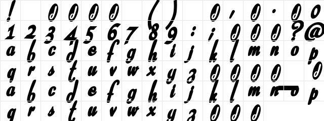 Moonstruck Regular  glyph index