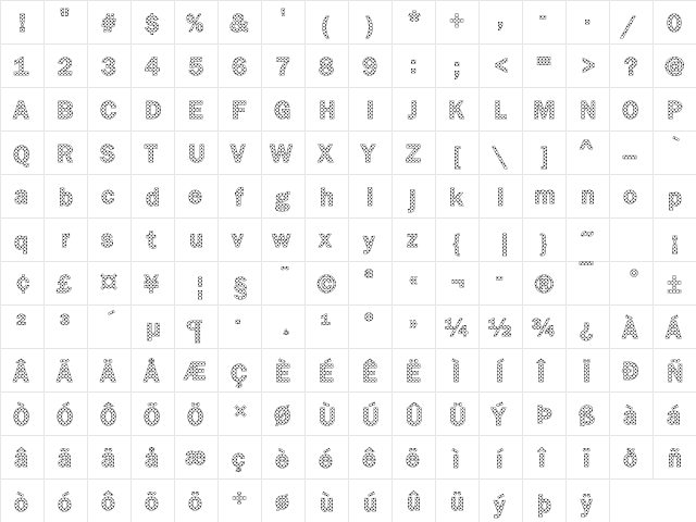 DTCFranklinGotM08 Regular  glyph index
