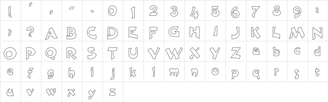 Harquil Hollow Regular  glyph index