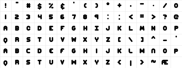 Corpulent Caps (BRK) Regular  glyph index