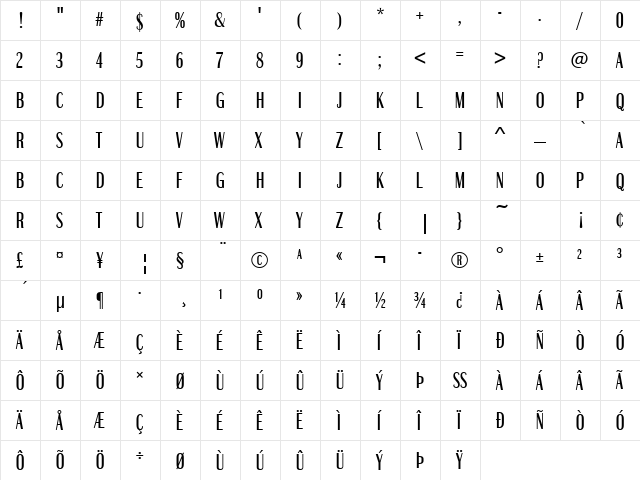 BritannicComDMed Regular  glyph index