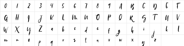 Hippie Unicorn Regular  glyph index