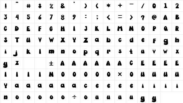 Sleep Baby Regular  glyph index