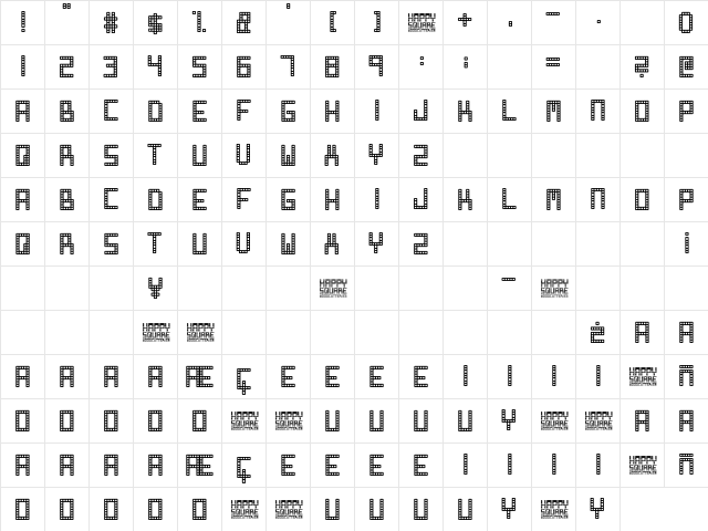 Happy Square Regular  glyph index