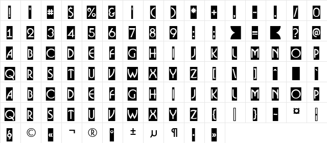 a_BosaNovaSl Regular  glyph index