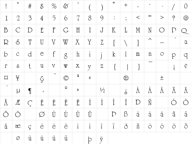 Machine Gun 4 Regular  glyph index