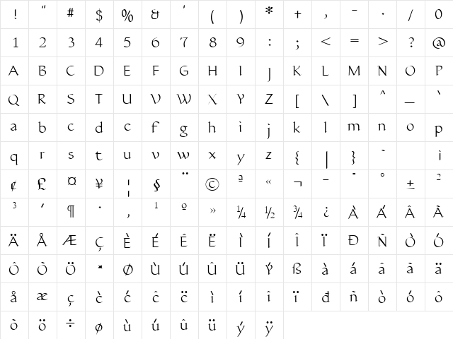 Hermainita Plain  glyph index