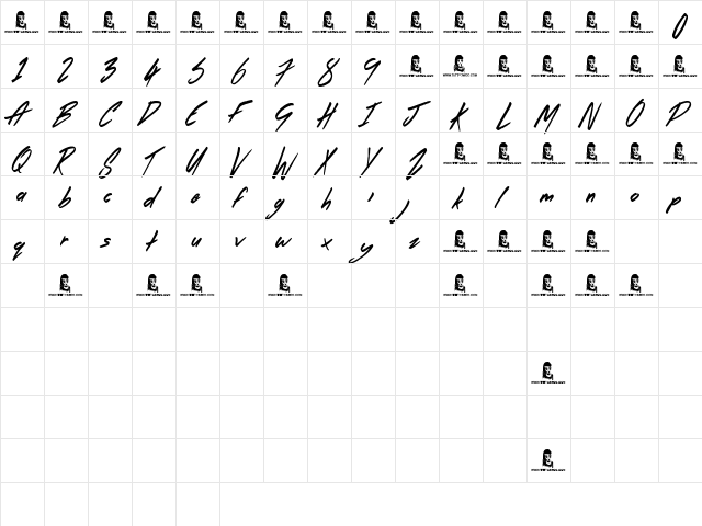 The Right Thing Regular  glyph index