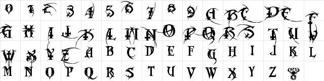 Metal Macabre Regular  glyph index