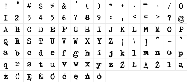 Maszyna Plus Regular  glyph index