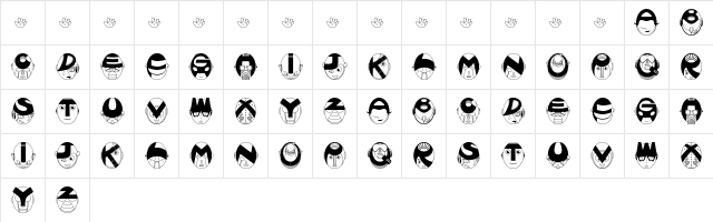 Poranger Regular  glyph index