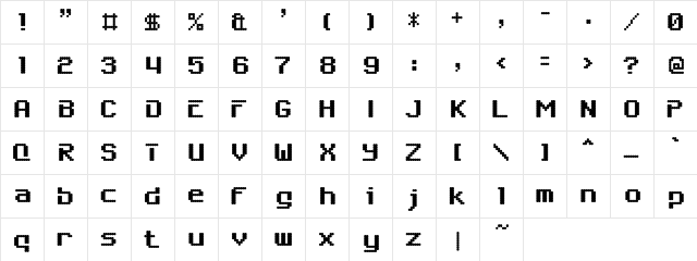 6809chargen Regular  glyph index