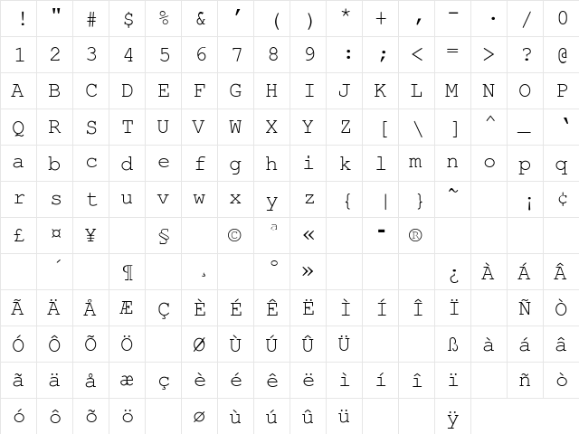 Cobb Regular  glyph index
