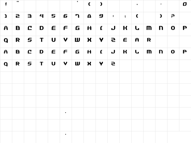 Ewok Bold  glyph index