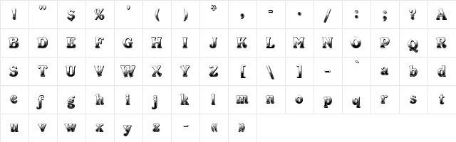 Kabarett Decor DEMO Thin  glyph index