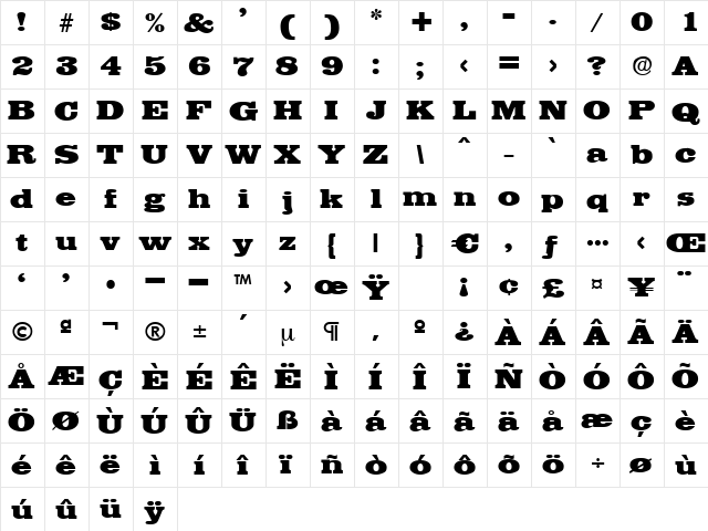 Iraklion Regular  glyph index