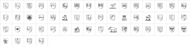 Heraldics Regular  glyph index