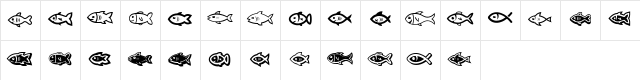 Fishes Regular  glyph index