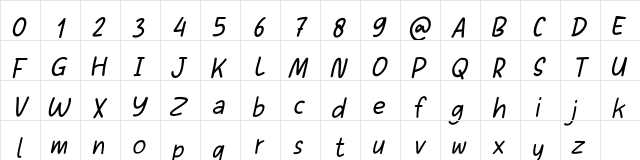 Sans Andreas Italic  glyph index