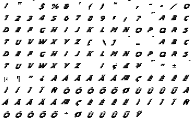 SlipperDB Normal  glyph index