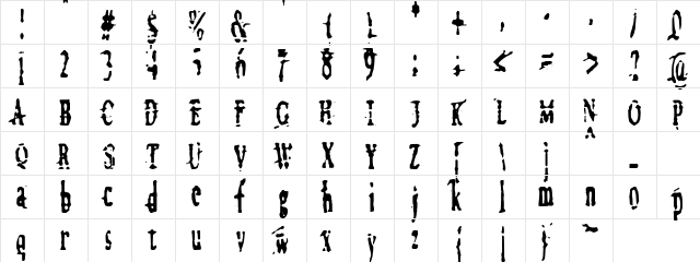 Megalomania X Regular  glyph index