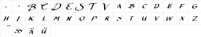 MyScript Caps Regular  glyph index
