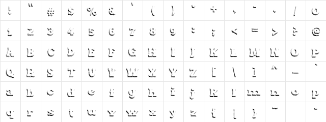 Maxxi Dots Shadows Bold  glyph index