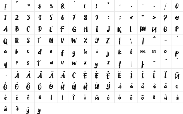 Heilig Regular  glyph index