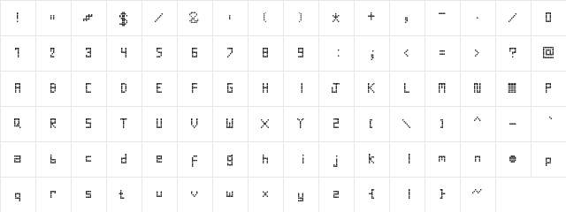Round Tech Regular  glyph index