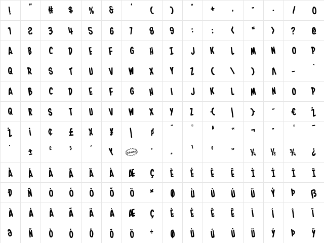 In-House Edition Rotated Regular  glyph index