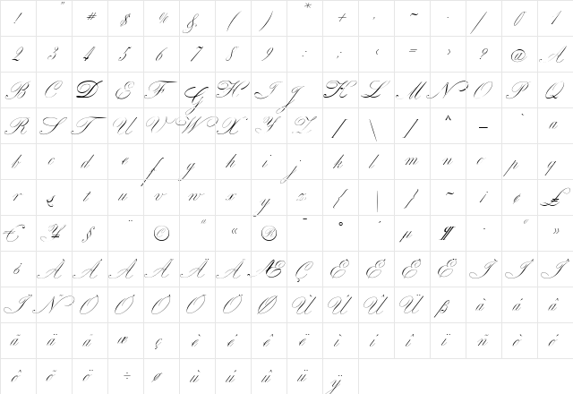 Venski sad One Medium  glyph index
